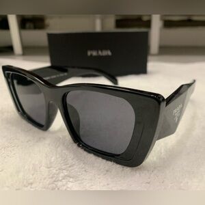 NWOT Prada Black Rectangle Cat-eye Sunglasses